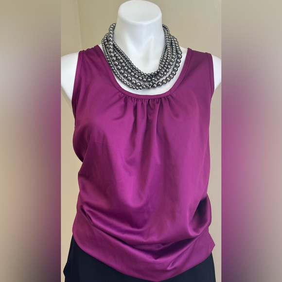 R. Marks New York Pink/Purple Delicate Satin Sleeveless Blouse Bow/Cut Out Sz.1X - Picture 3 of 13